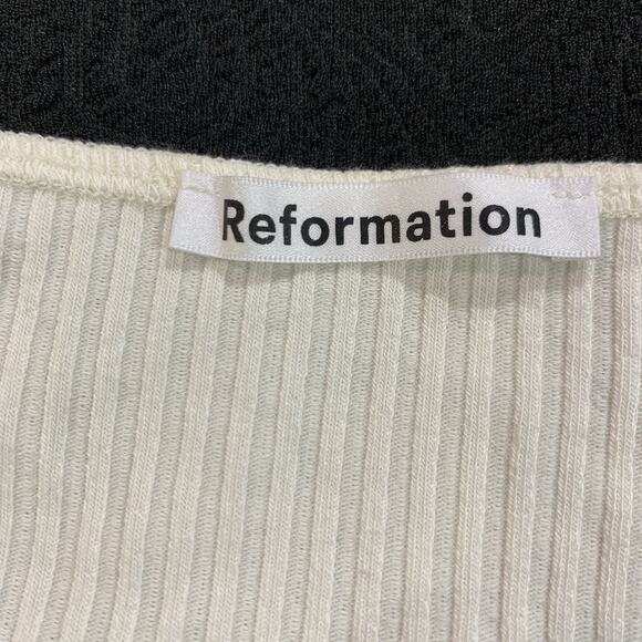 Reformation White Dress XS Bruno Stretch Knit Striped - Picture 8 of 16